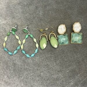 Bundle of blue cream green earrings